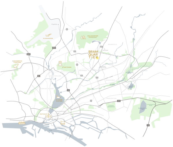 Lagekarte des Bramquartiers in Hamburg