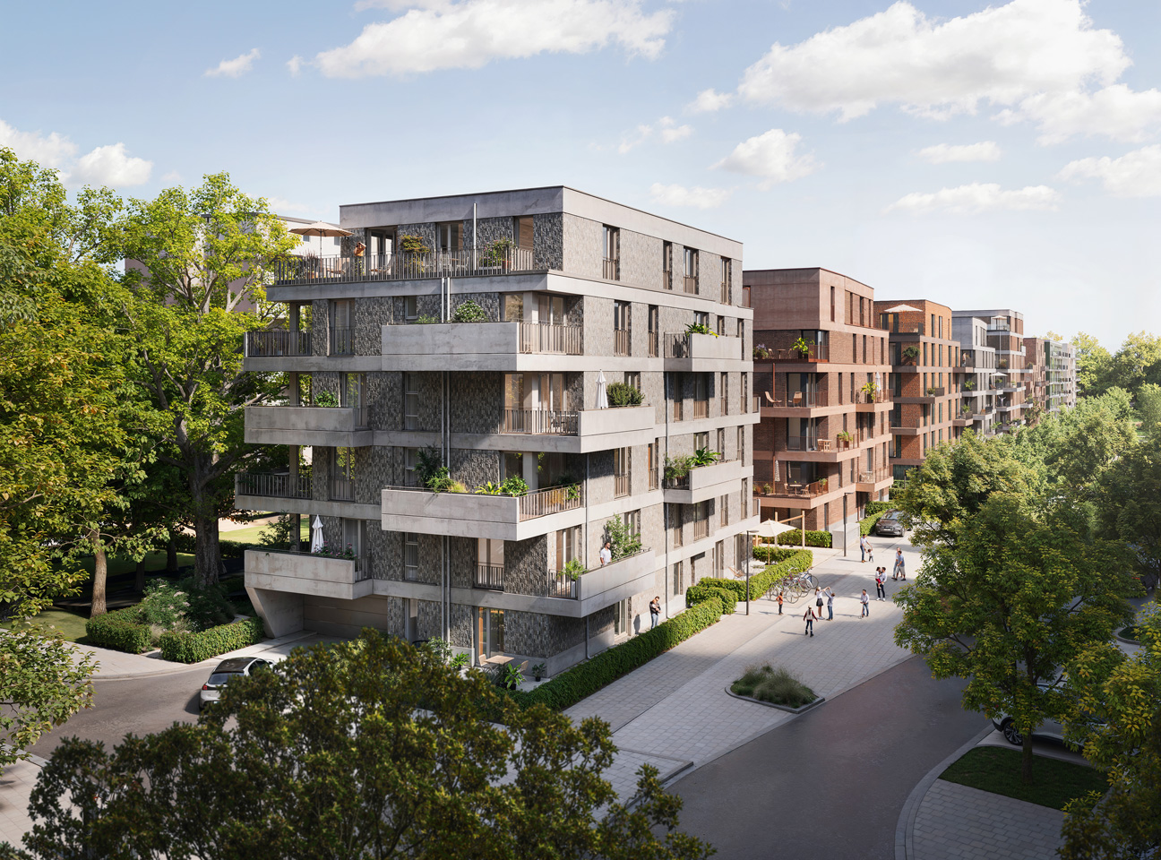 Modernes Wohnen zwischen Park und Garten.