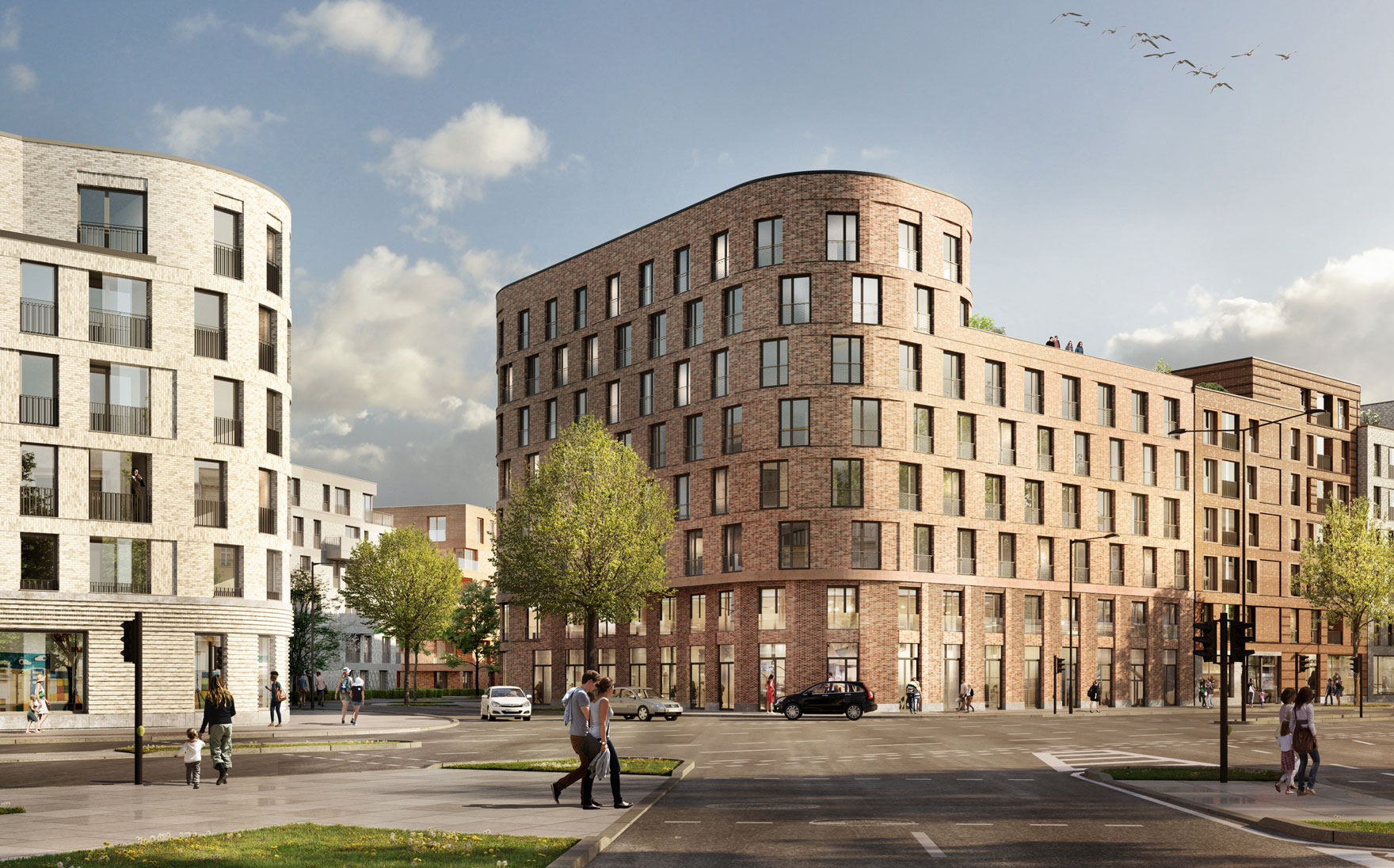 Die Gebäude des Bramquartiers an der Bramfelder Chaussee