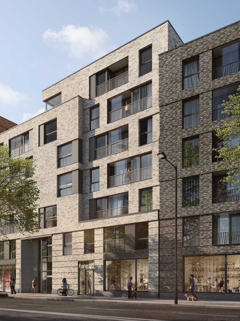 Die Gebäude an der Bramfelder Chaussee mit einem Mix aus Wohnen und Gewerbe