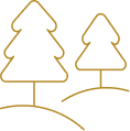 Icon mit Darstellung zweier Bäume zur Visualisierung der Grünflächen im Quartier
